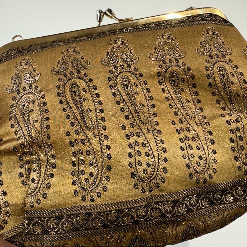 Cottage Product silk evening clutch paisley gold black - Picture 8 of 13